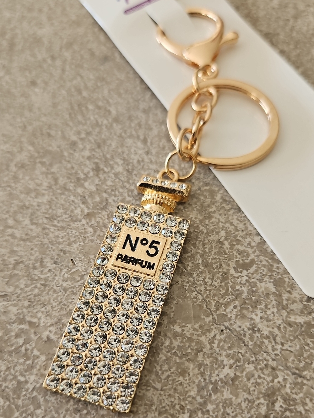 Fashion Gold Crystal N°5 Parfum Keychain Charm - Picture 2 of 4